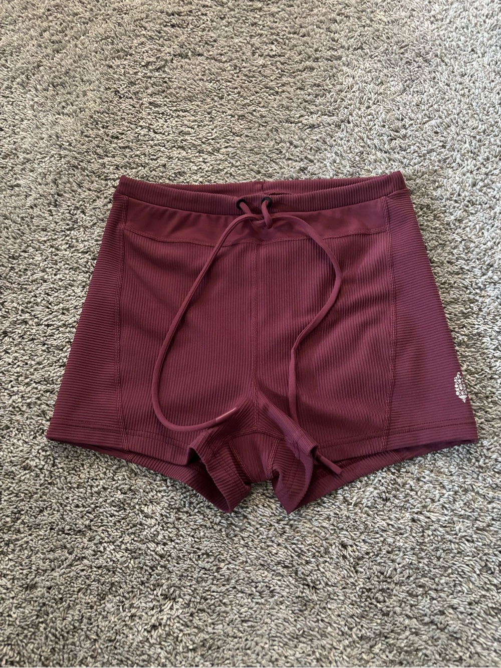 Free People Ribbed Maroon Shorts